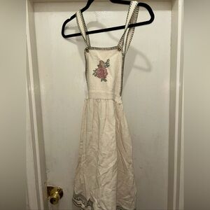 Floral Embroidered Kids Casual Dress - Cream